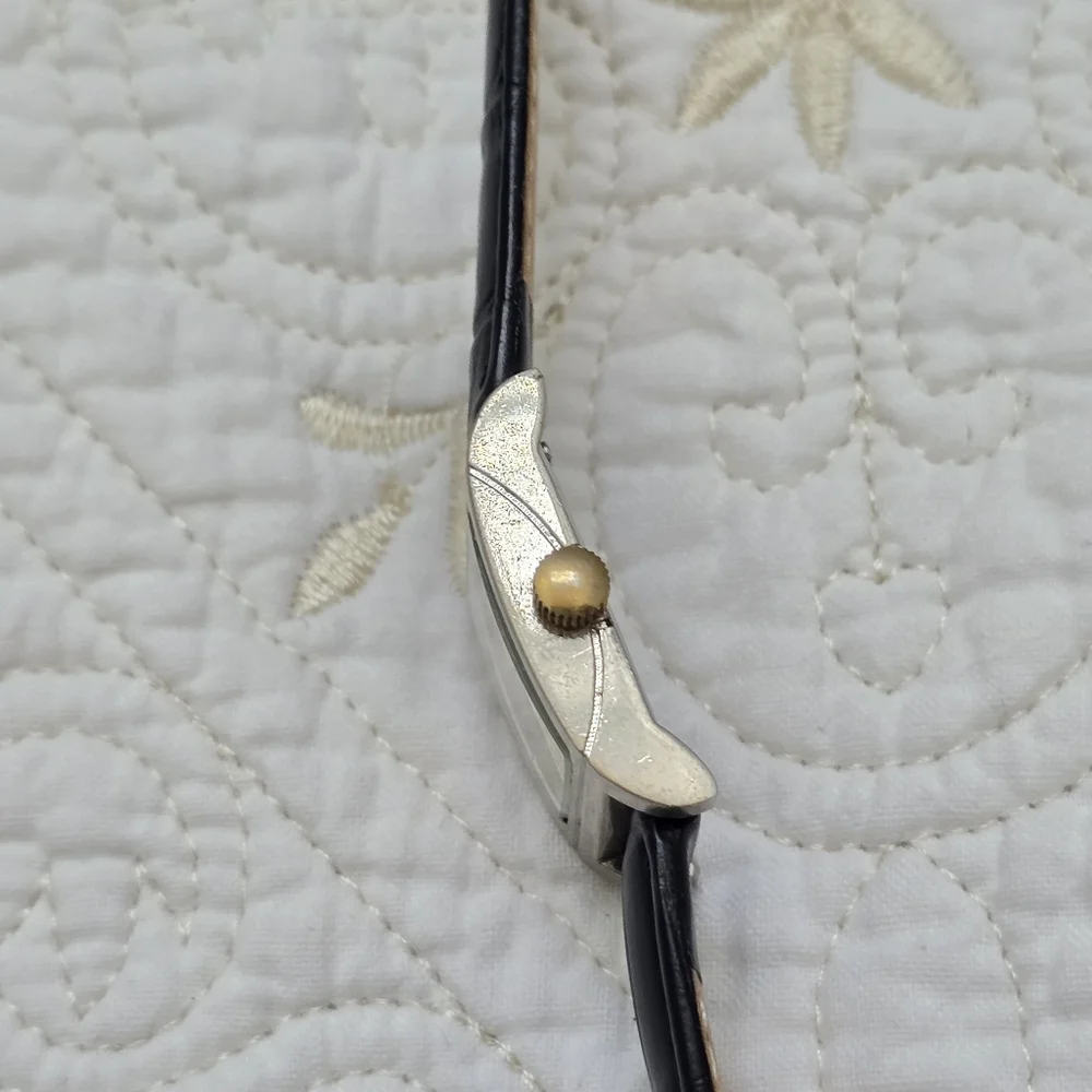 BVLGARI Rettangolo Quartz RT39S Ladies Watch Italian Luxury Black Leather Strap